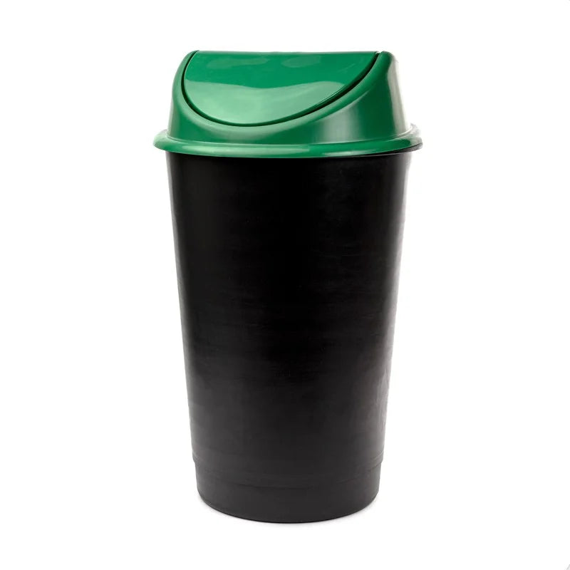 Cos de gunoi negru din plastic cu capac oscilo-batant 60L