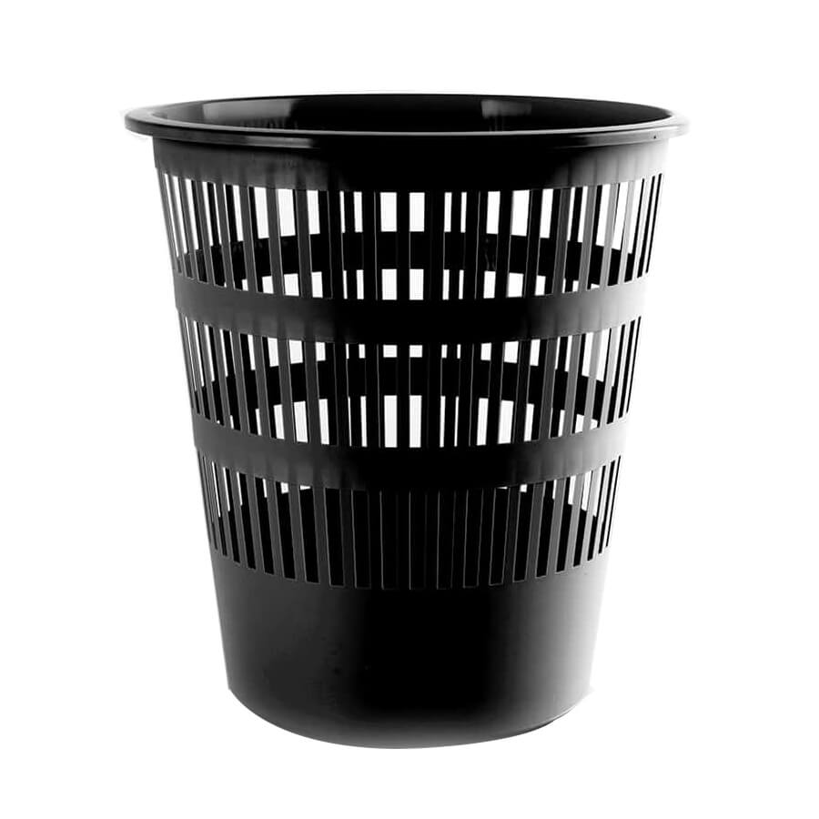 Cos de gunoi din plastic perforat negru, 10 litri