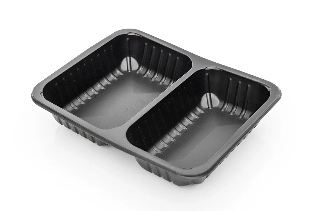 Caserola termosudabila pp neagra 2 compartimente, 227x178x50mm, 50buc/set
