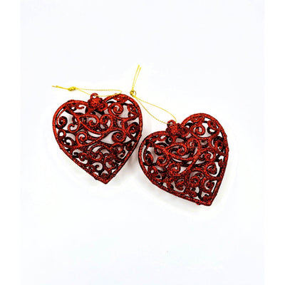 Set decoratiune pom,red heart-8 cm-2buc/set