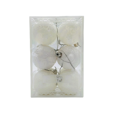 Set decoratiuni pom,12 globuri albe-6cm