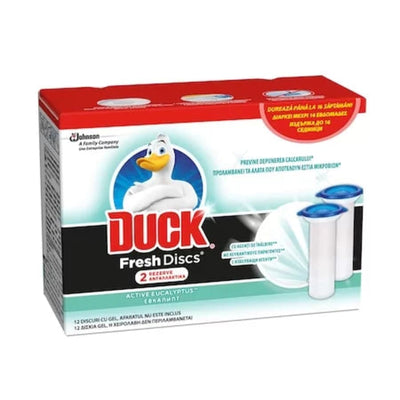 Odorizant toaleta rezerva cu gel Fresh Discs Eucalipt Duck, 12 discuri