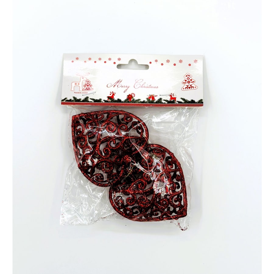 Set decoratiune pom,red heart-8 cm-2buc/set